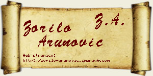 Zorilo Arunović vizit kartica